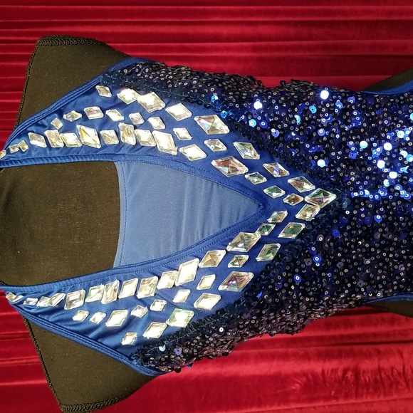 Glamour Royal blue Jazz Dance Costume - Picture 4 of 14